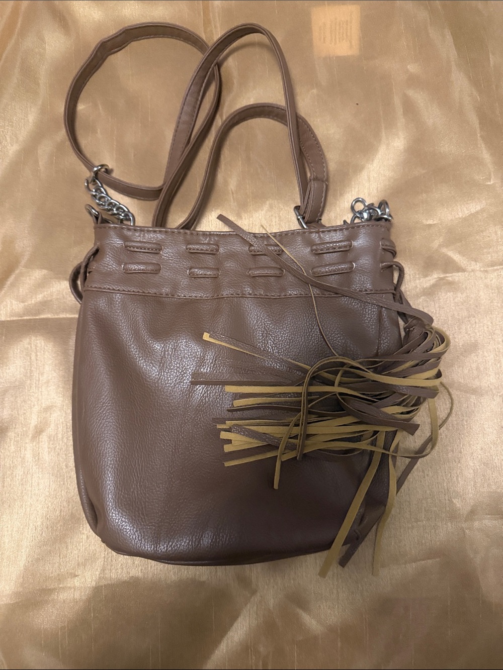 Studded Leather Crossbody Bag - Brown - Picture 3 of 7